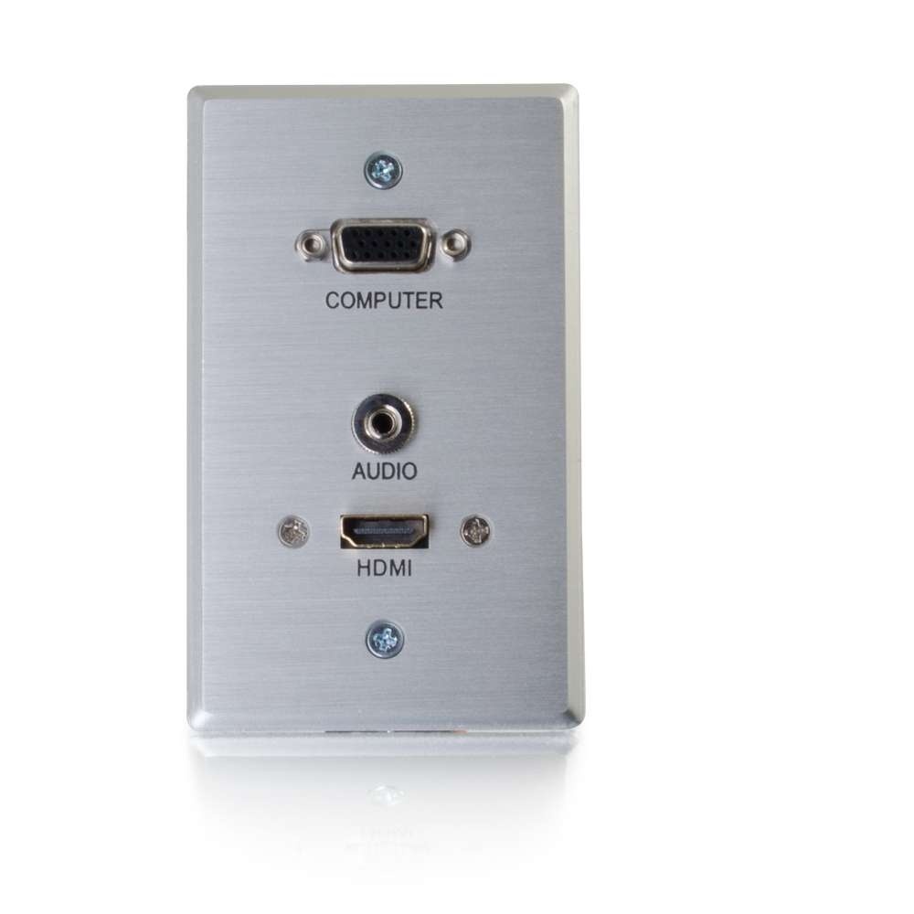 RapidRun HDMI, VGA + Stereo Audio Single Gang Wall Plate Transmitter - White