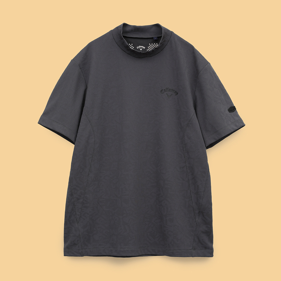 幾何学ロゴジャカードモックネックシャツ ※4Lサイズあり (MENS)