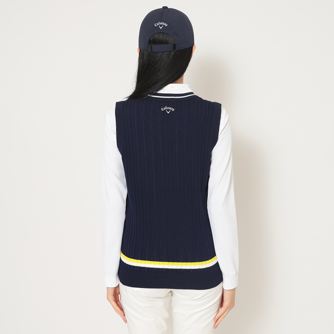 Vネックリブニットベスト (WOMENS)