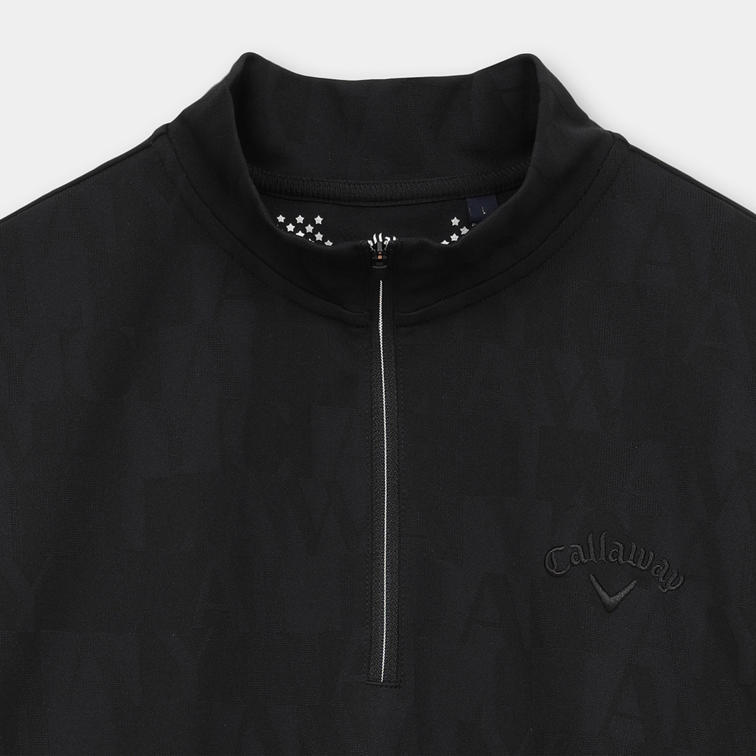 ロゴジャカードハーフジップ半袖モックネック (MENS)