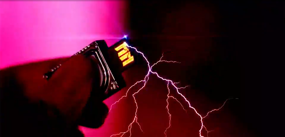 charger sparking against pink background