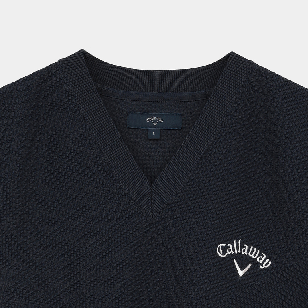 タック編みポリエステルニットベスト (MENS)