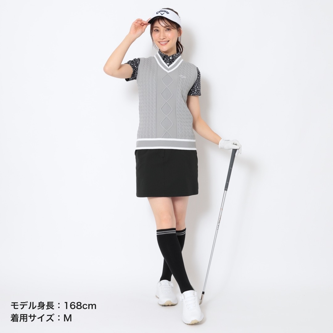 ケーブル編みVネックニットベスト (WOMENS)