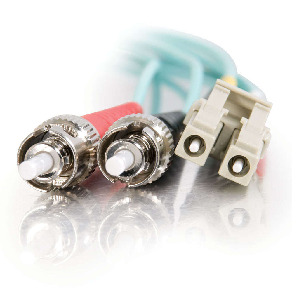 LC-ST 10Gb 50/125 OM3 Duplex Multimode PVC Fiber Optic Cable - Aqua