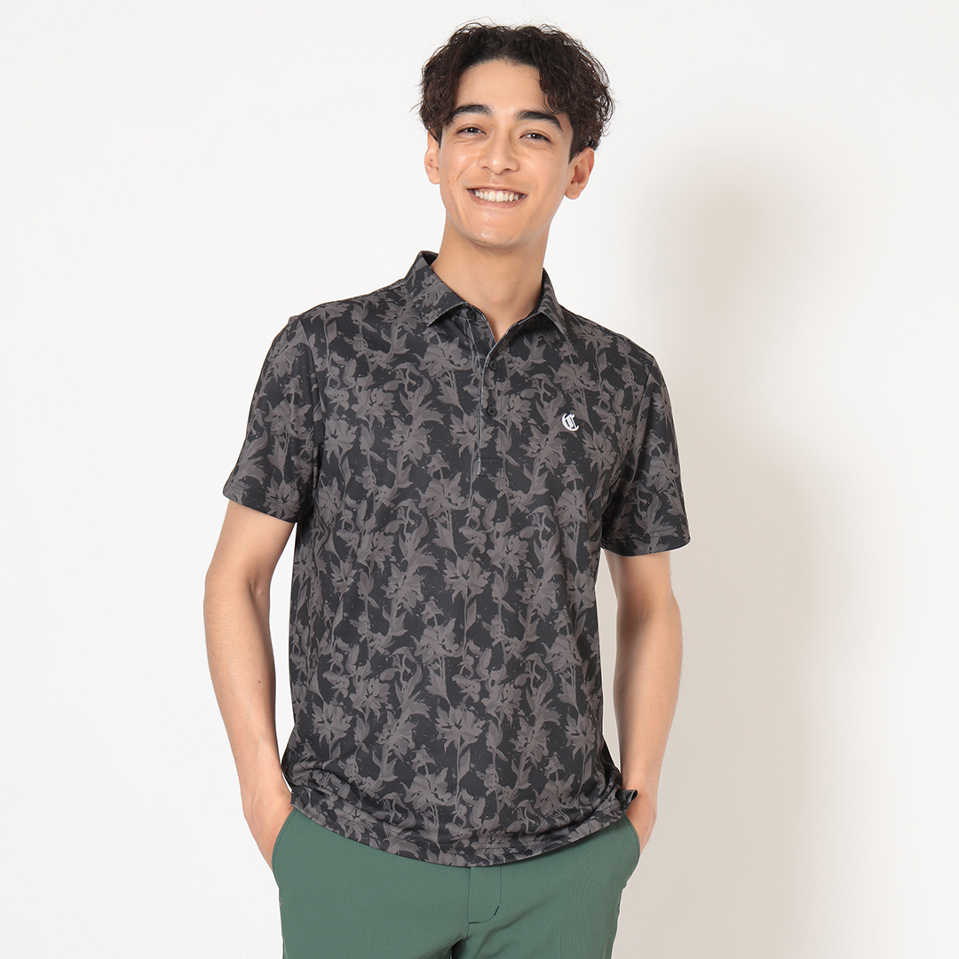 ポリエステルカノコボタニカル柄半袖シャツ (MENS)