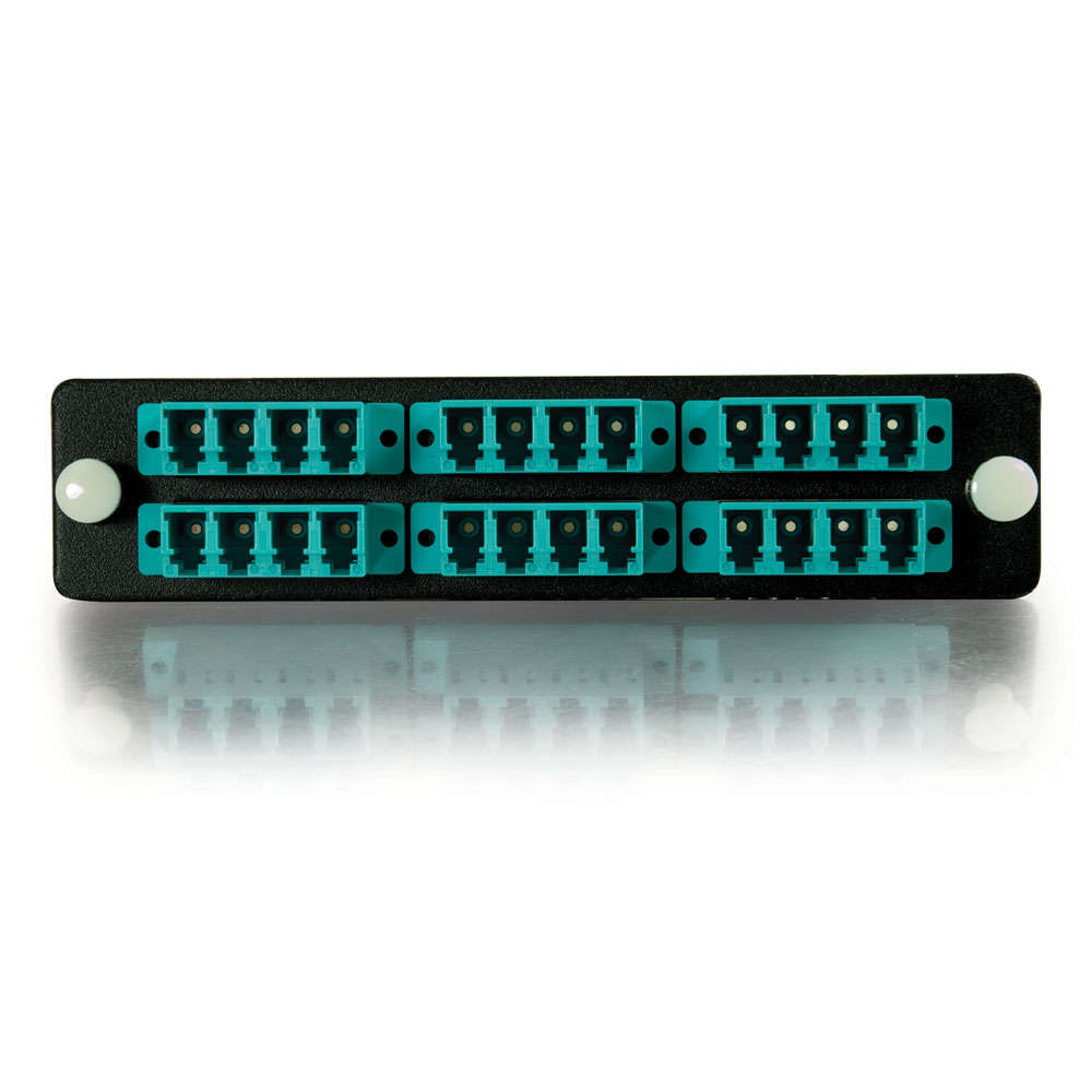 24-Strand, LC Quad, PB Insert, Multimode, Aqua Adapter Panel
