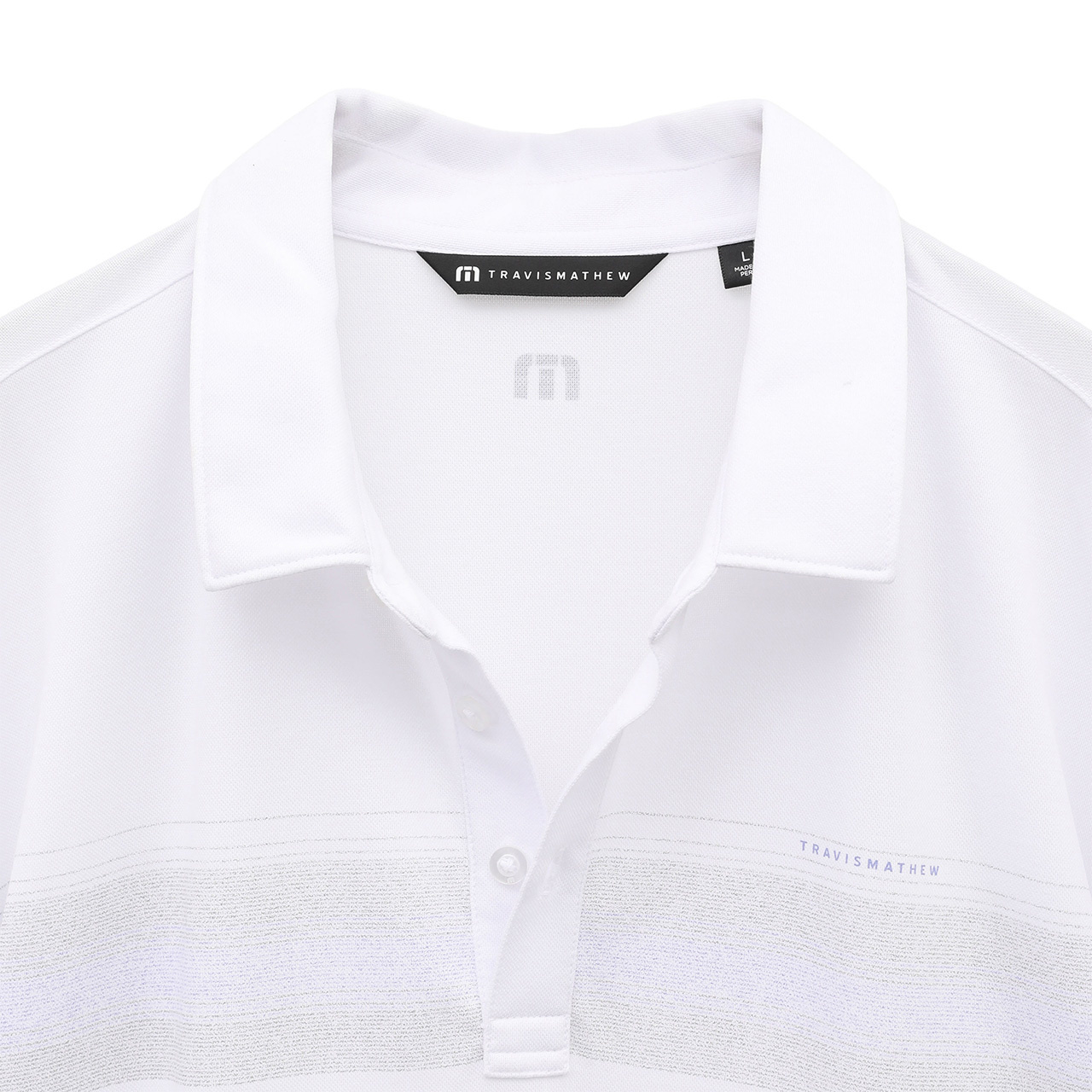 ストライプ チェストプリント 半袖ポロ(MENS)