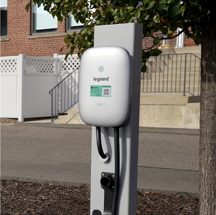 ev charger installed in commercial parking lot