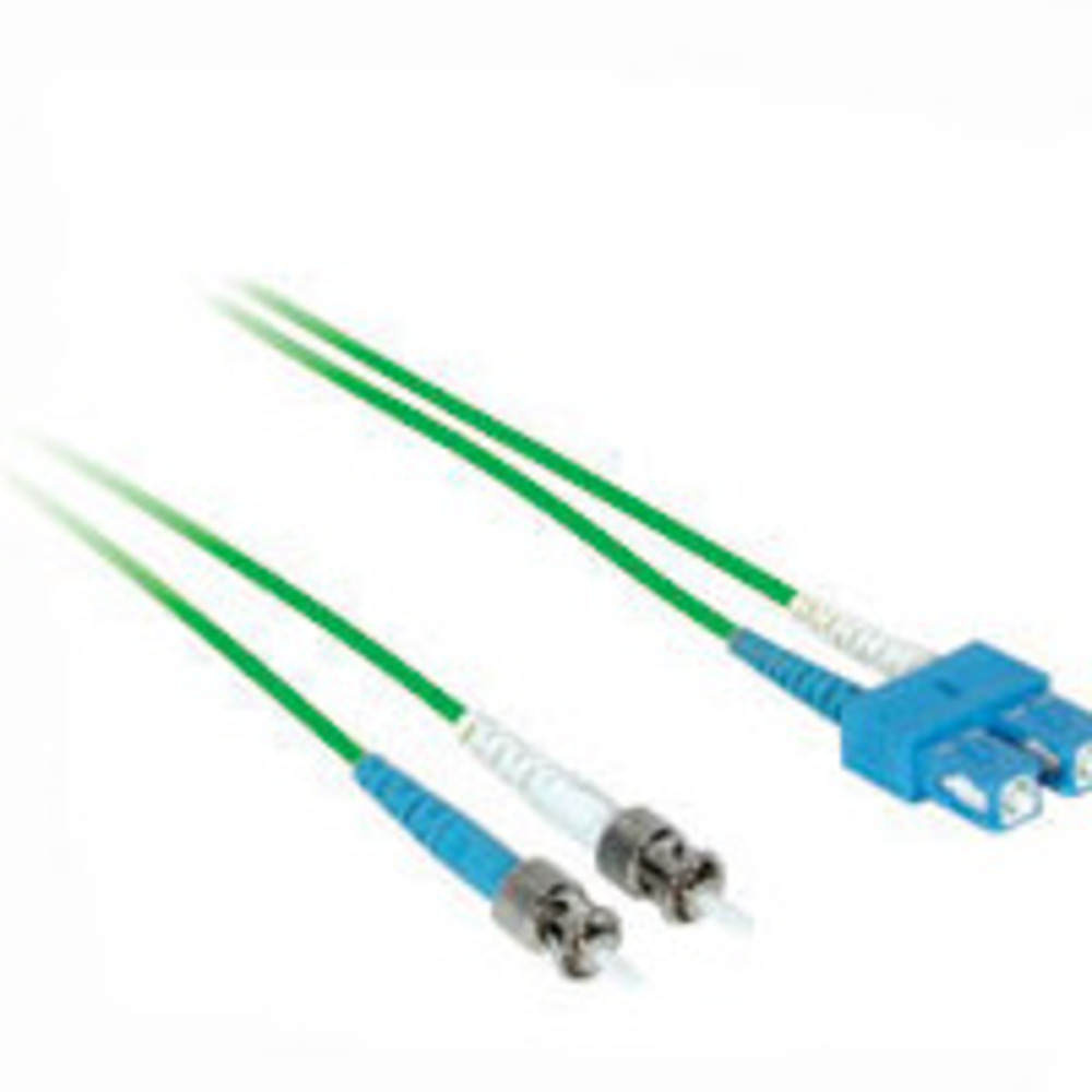 SC-ST 50/125 OM2 Duplex Multimode PVC Fiber Optic Cable - Green