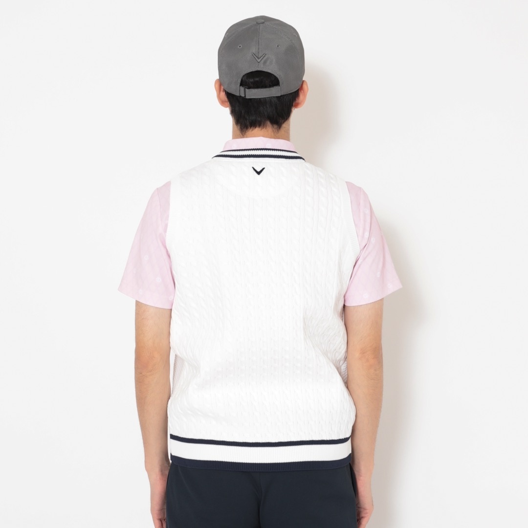 ケーブル編みVネックニットベスト (MENS)