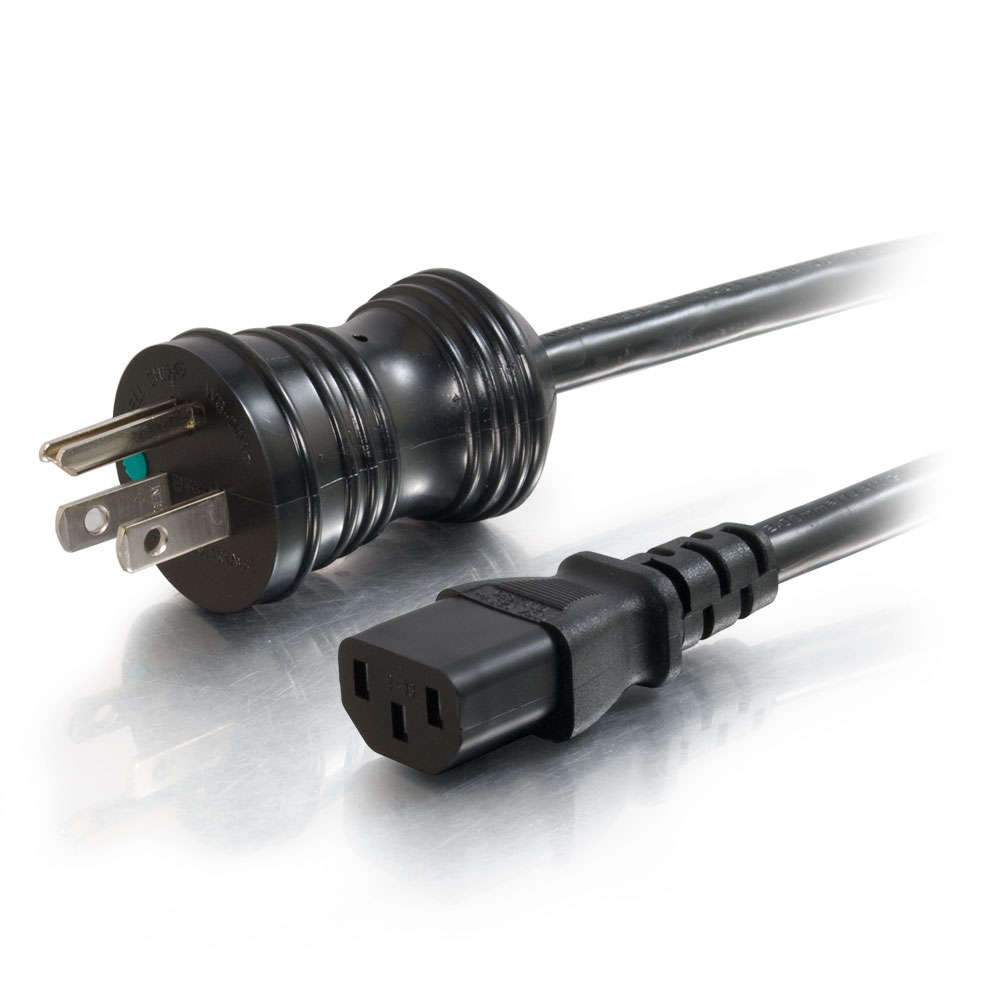 16 AWG Hospital Grade Power Cord (NEMA 5-15P to IEC320C13) - Black (TAA)