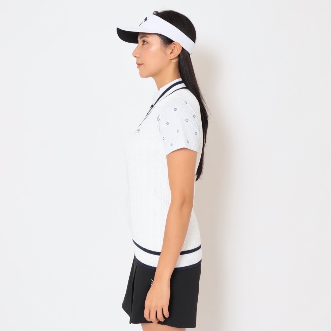 ケーブル編みVネックニットベスト (WOMENS)