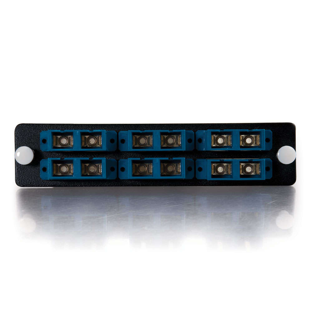 12-Strand, SC Duplex, Zirconia Insert, Single-Mode, Blue Adapter Panel