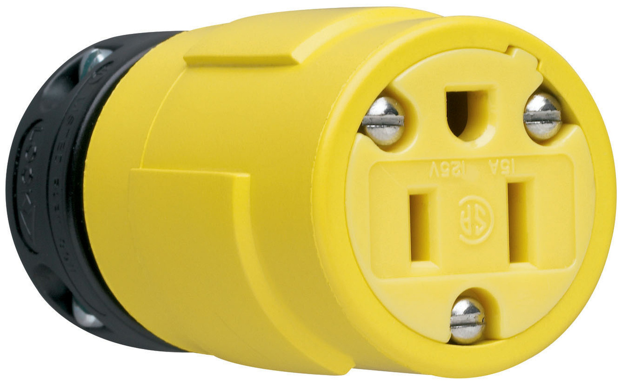 15A, 125V Rubber Dust-Tight Connector, Yellow