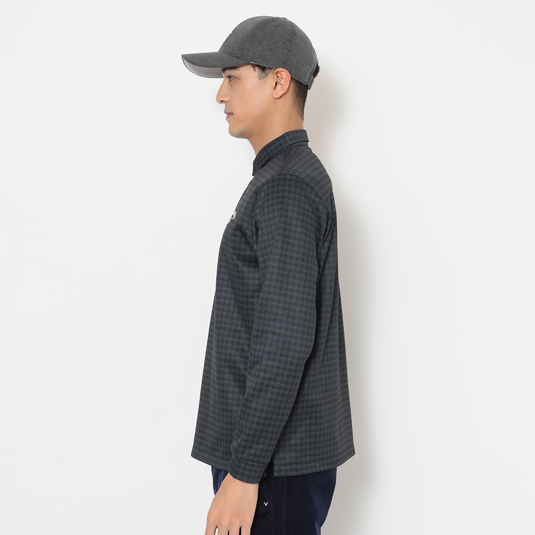 裏起毛千鳥プリント長袖シャツ ※4Lサイズあり (MENS)