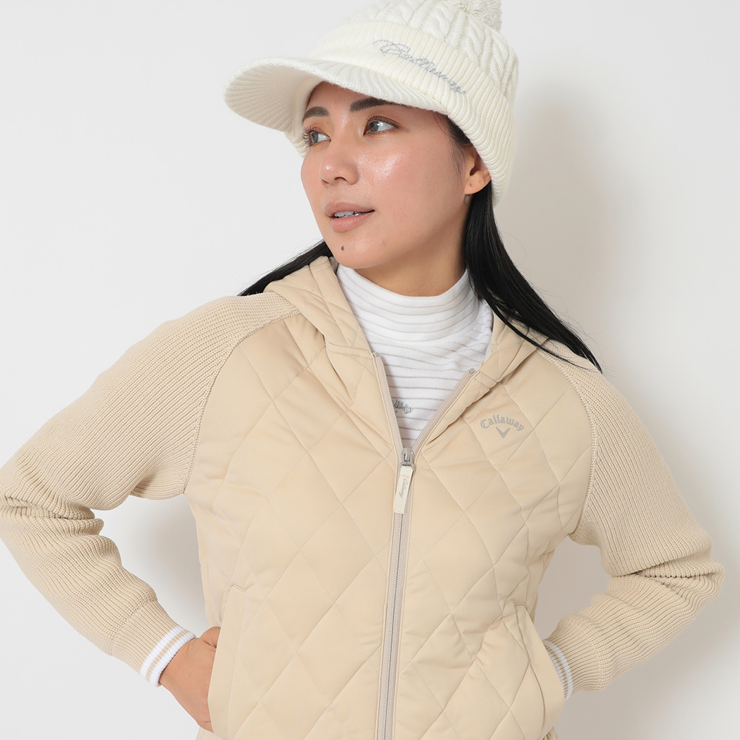 スターストレッチ中綿フルジップニットコンビブルゾン (WOMENS)