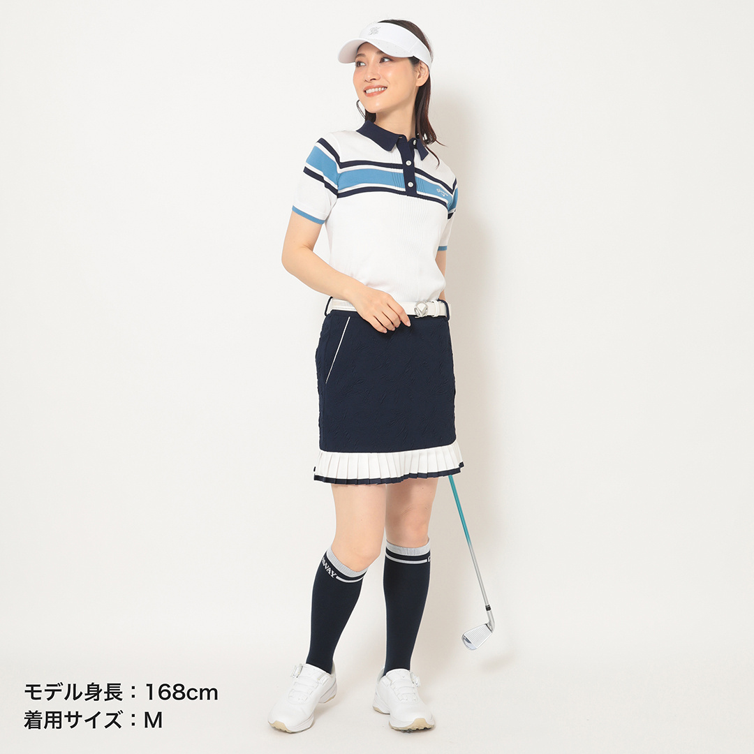 フラワージャカード裾プリーツスカート (WOMENS)
