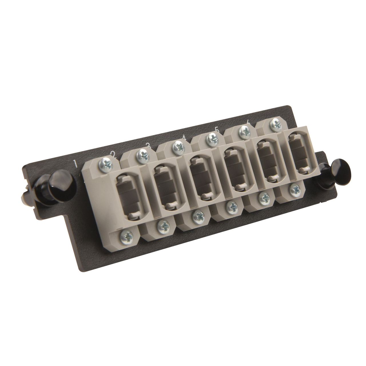 Q-Series OFP Fiber adapter panel in black and grey