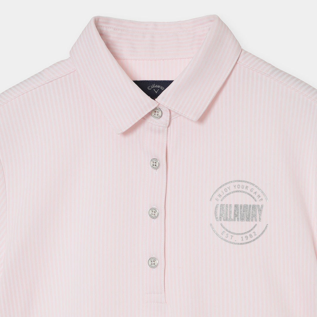 ストライプジャカード半袖シャツ (WOMENS)