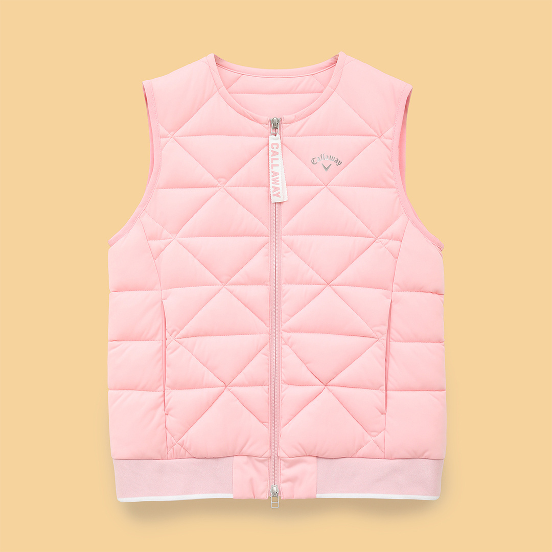 Callaway ピンク キルティングベスト スターストレッチ フルジップ中綿ベスト (WOMENS)