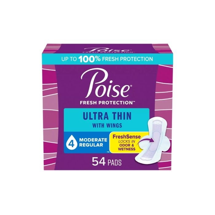 Poise Ultra Thin Pad w/Wings, Moderate Regular - 54/bag (POWMODT Health & Beauty Health Care Incontinence Aids) photo