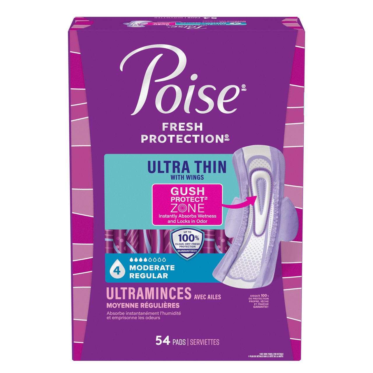 Poise Ultra Thin Pad w/Wings, Moderate Regular - 432/case (POWMOD2 Health & Beauty Health Care Incontinence Aids) photo