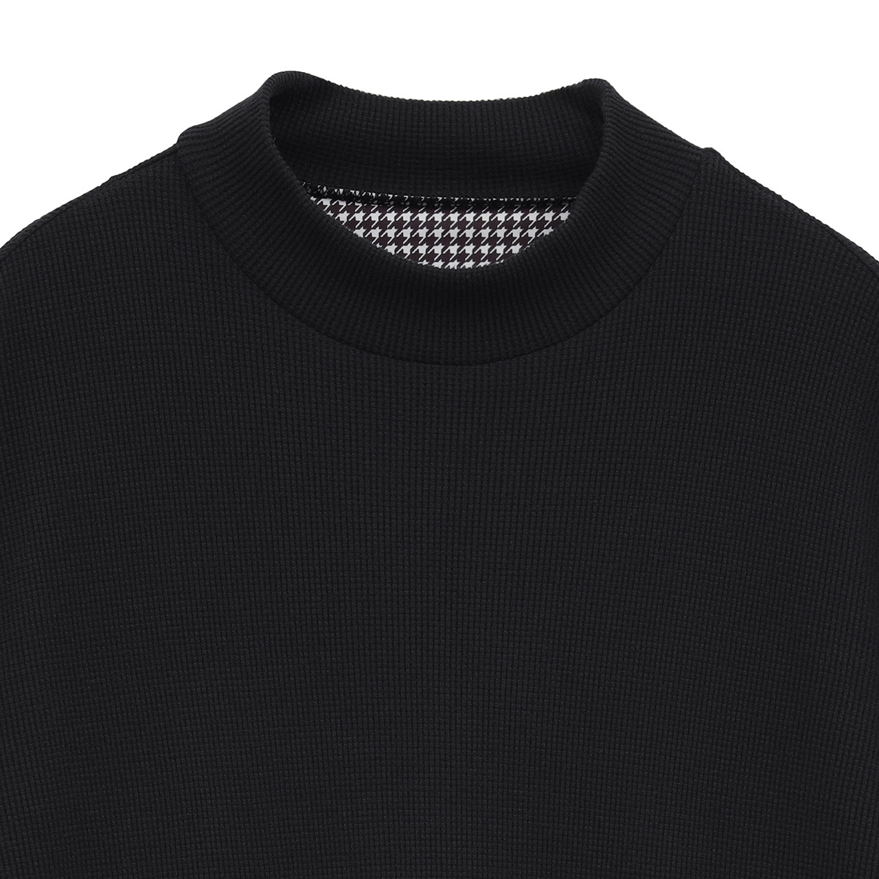 長袖ワッフル胸ポケットセミモックネック(MENS)