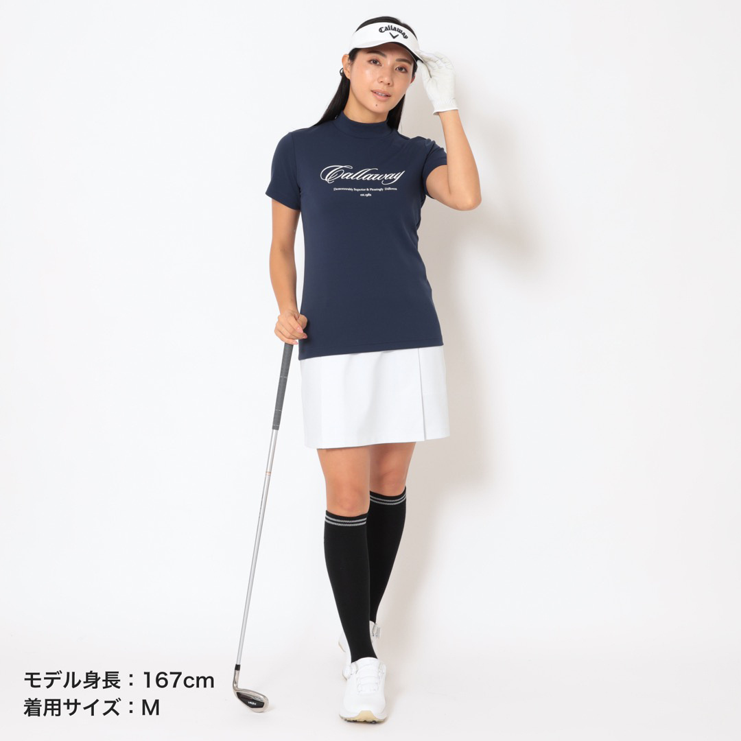 ポリエステルスムース半袖モックネックシャツ (WOMENS)