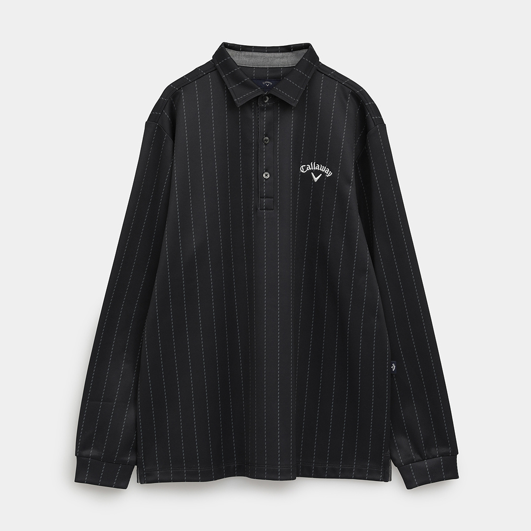 裏起毛ストライププリント長袖シャツ ※4Lサイズあり (MENS)