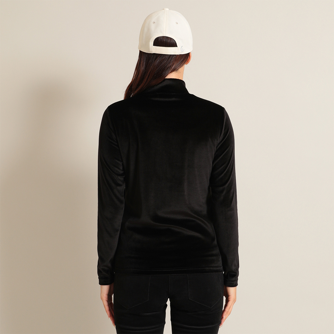 トリアセテートベロア長袖モックネックシャツ (WOMENS)
