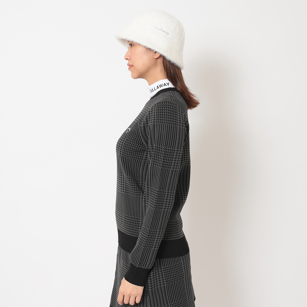 ポリエステルジャガードチェック柄ニット (WOMENS)