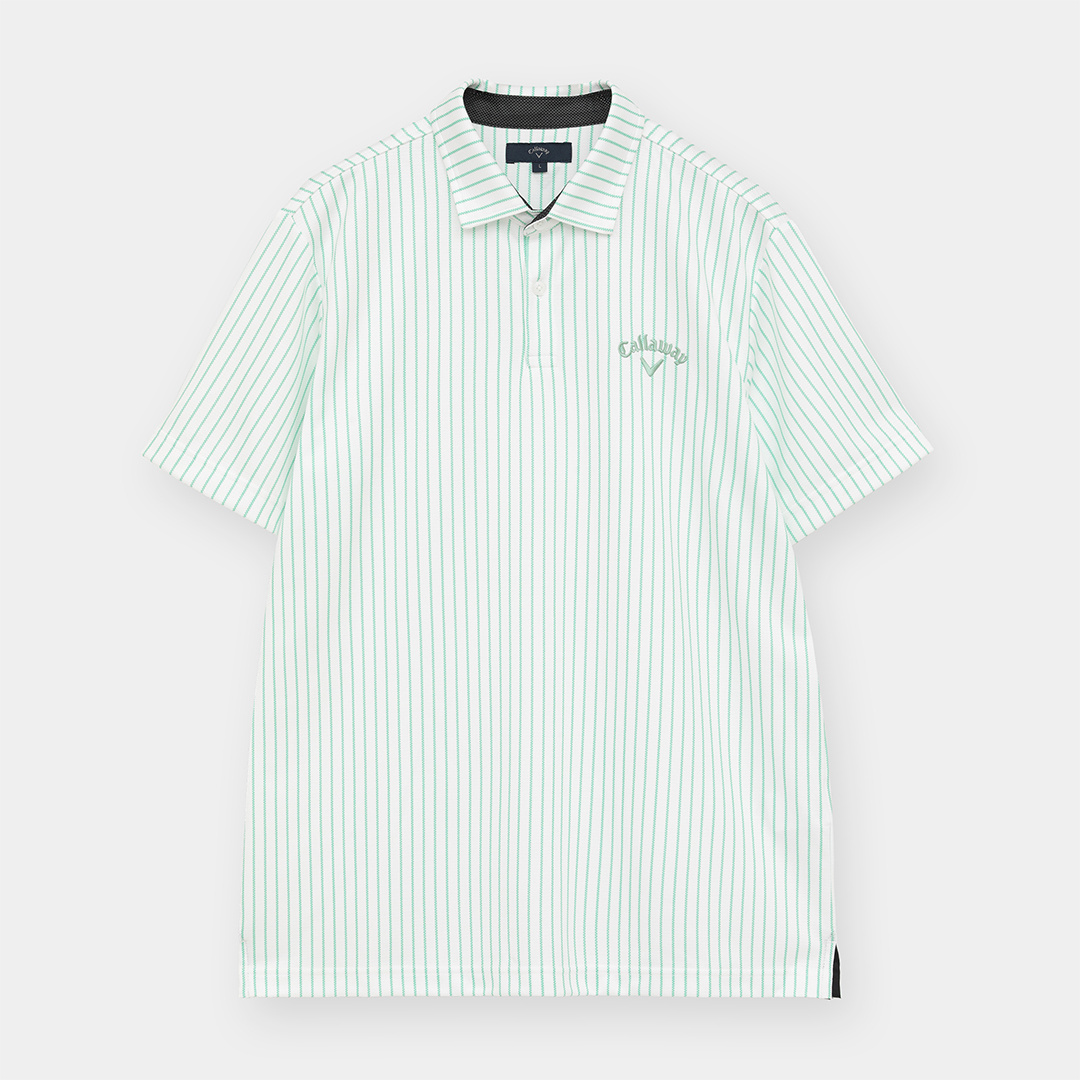 ハニカムメッシュストライプ半袖シャツ (MENS)