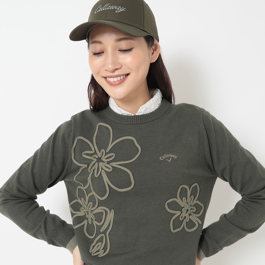 【超人気◎】Callaway　クルーネックニット　刺繍　新品タグ付　完売モデル◎ フラワーテープ刺繍クルーネックニット (WOMENS)