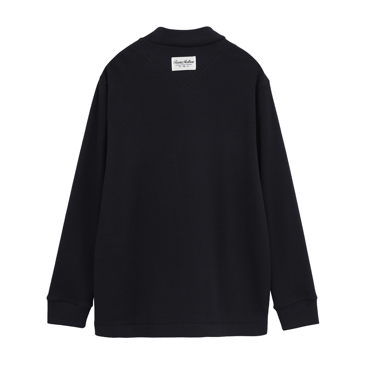 長袖ワッフル胸ポケットセミモックネック(MENS)