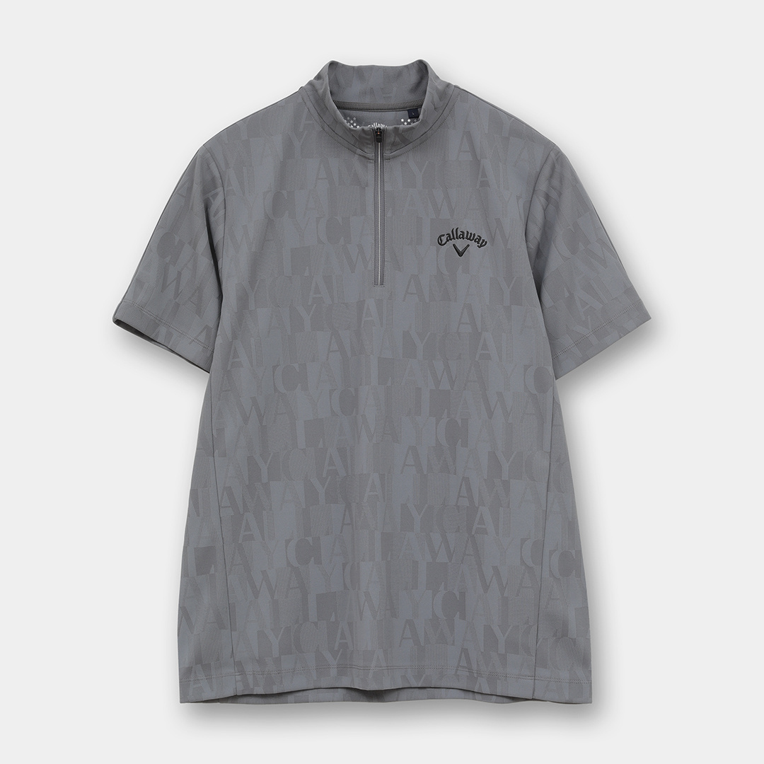 ロゴジャカードハーフジップ半袖モックネック (MENS)
