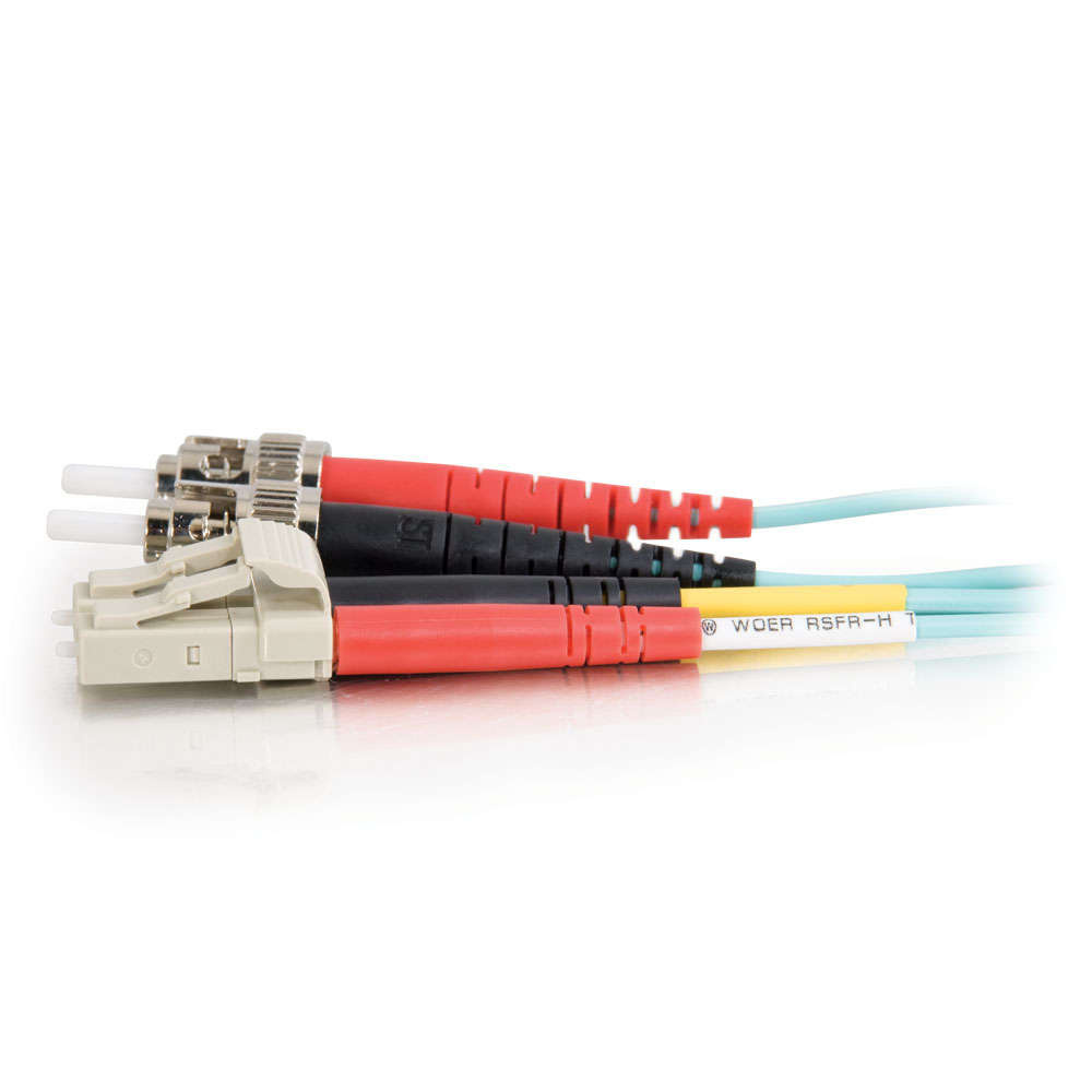 LC-ST 10Gb 50/125 OM3 Duplex Multimode PVC Fiber Optic Cable - Aqua