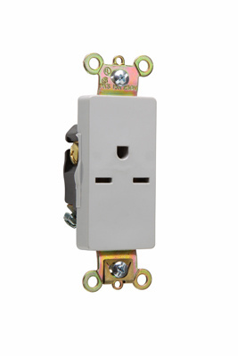 Heavy Duty Decorator Spec Grade Single Receptacles, Back and Side Wire 15A 250V, Gray