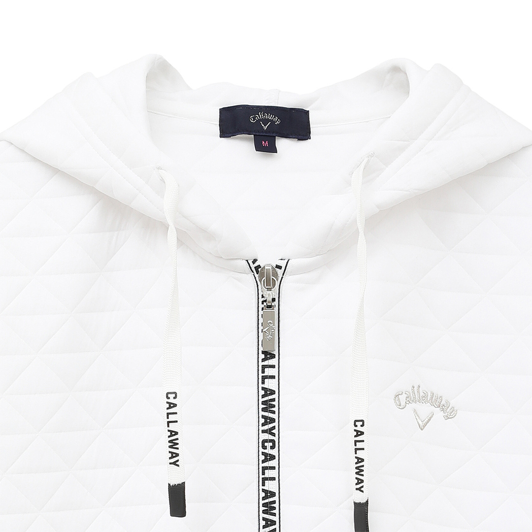 タグ付き未使用品 Callaway シアージップパーカー M ホワイト キルトスウェットフルジップパーカー (WOMENS)