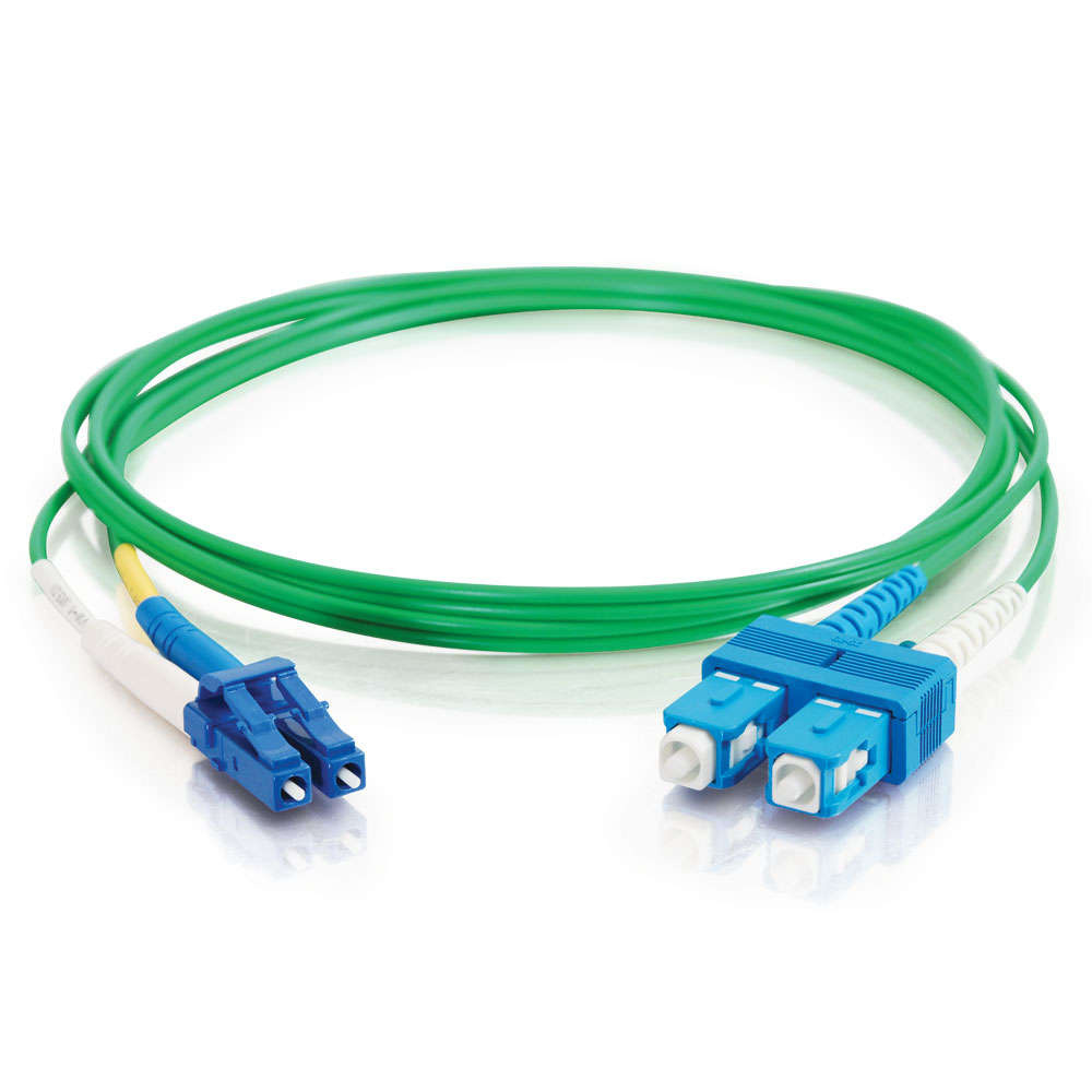 LC-SC 9/125 OS2 Duplex Single-Mode Fiber Optic Cable - Plenum CMP-Rated - Green