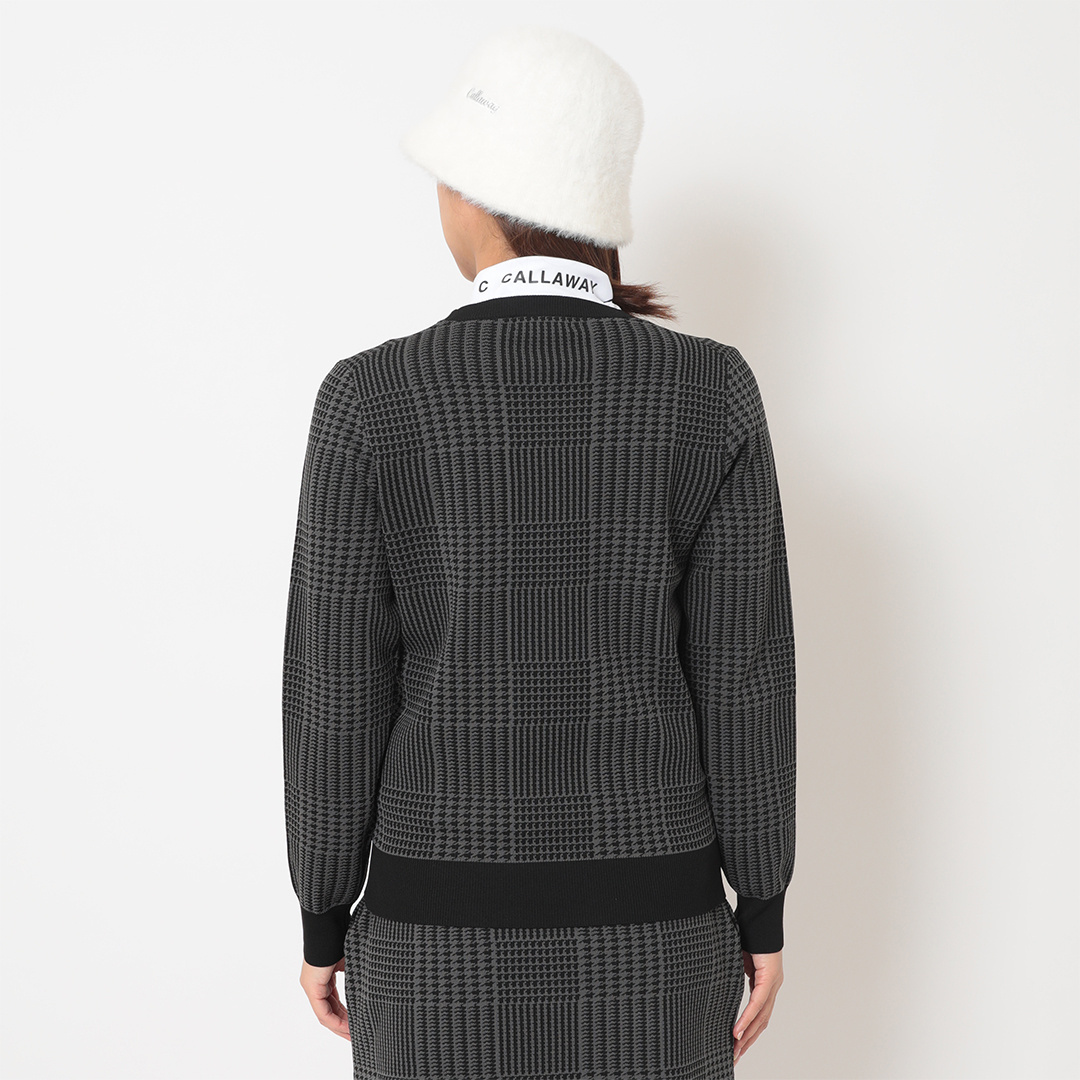 ポリエステルジャガードチェック柄ニット (WOMENS)