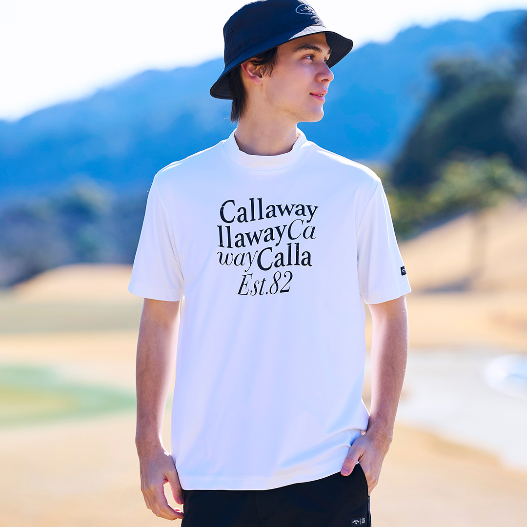 ポリエステルスムース半袖モックネックシャツ (MENS)