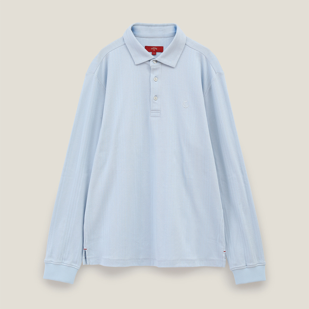 ランダム針抜きストライプ長袖シャツ (MENS)