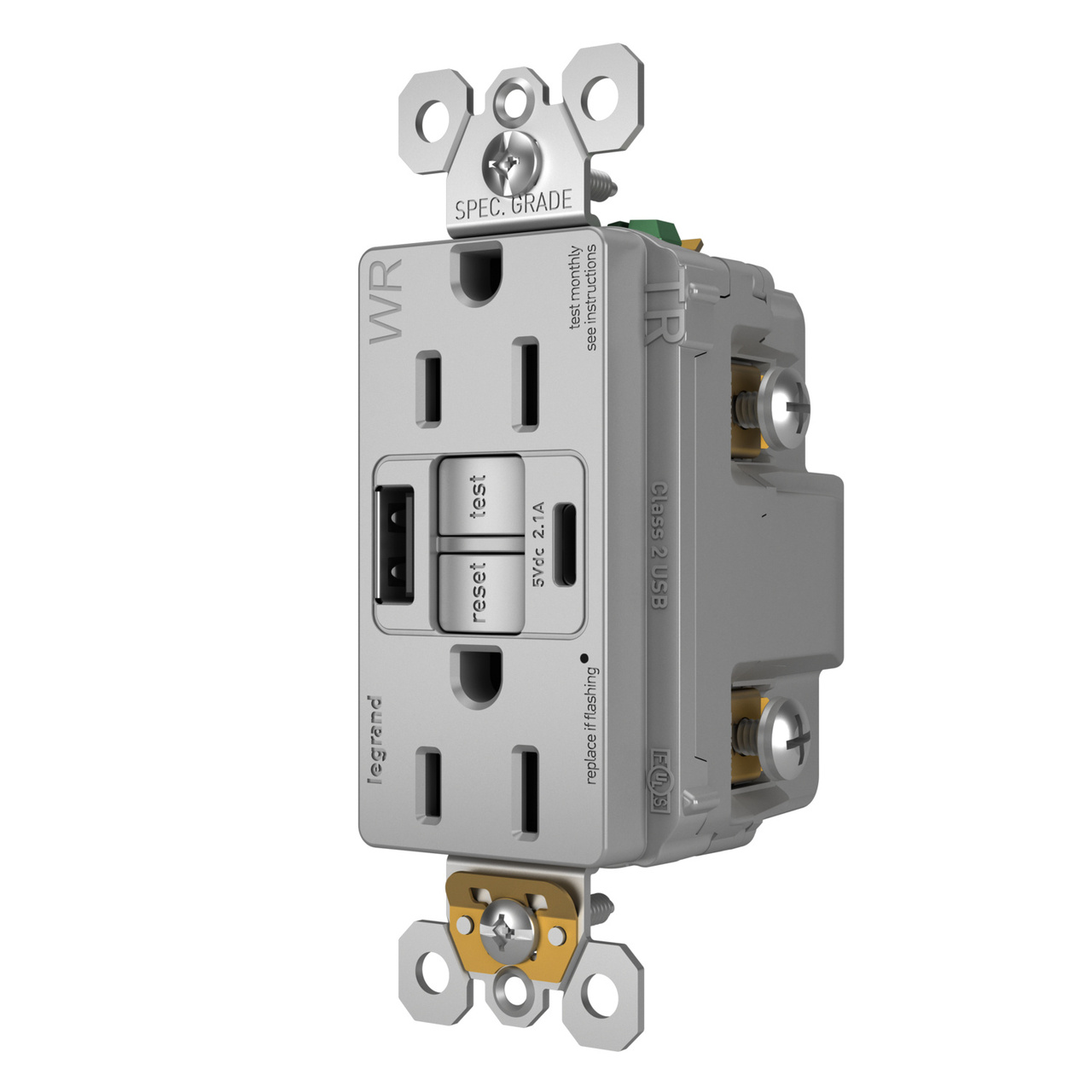 radiant® 15A Tamper-Resisant Outdoor Self-Test GFCI USB