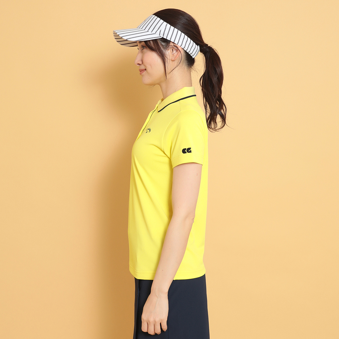 【イエロー】バイカラー ポップコーンピケ 半袖 ポロシャツ (WOMENS SPORT) ポリエステルピケ半袖ポロシャツ (WOMENS)