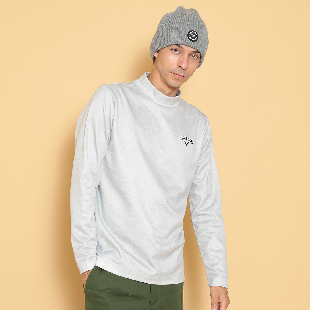 シャンブレープリント裏起毛モックネックシャツ (MENS)