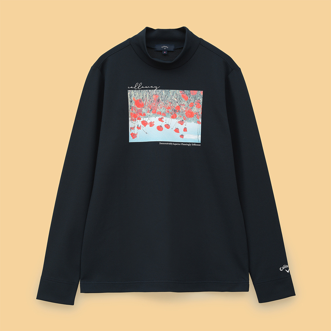 フラワープリント長袖モックネックシャツ (WOMENS)