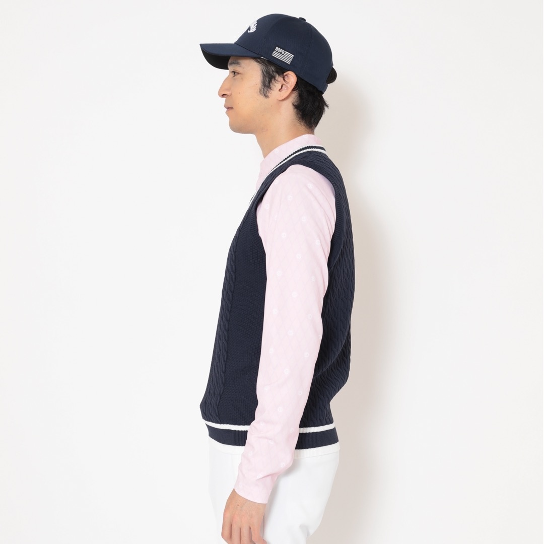 ケーブル編みVネックニットベスト (MENS)