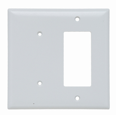 Combination Openings, 1 Blank and 1 Decorator, Two Gang, White
