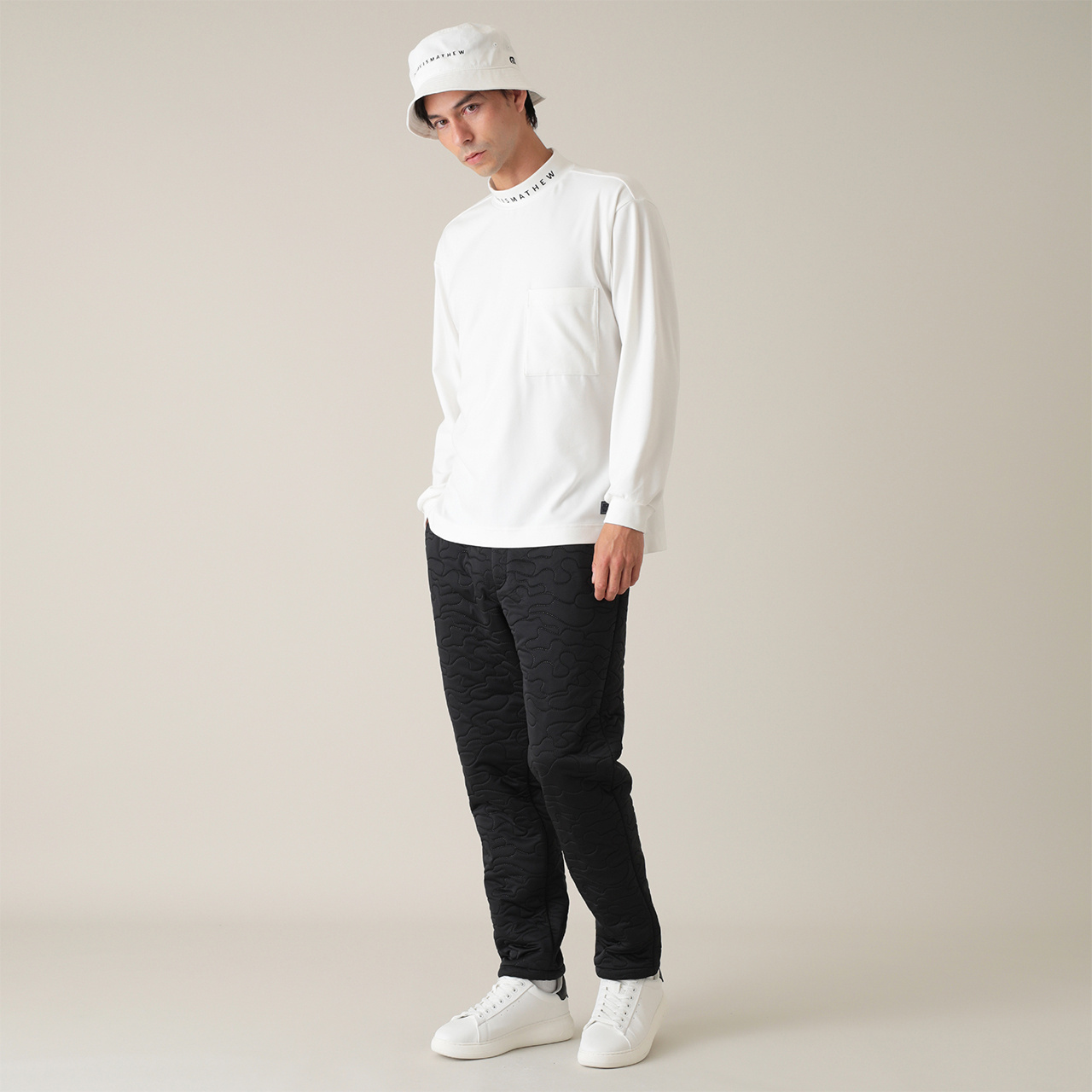 ネックプリント 長袖モックネック(MENS)