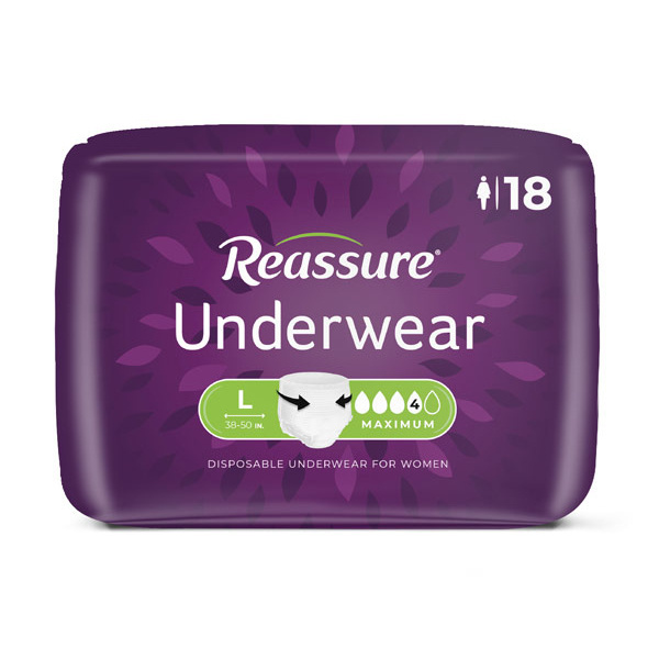 Reassure Maximum Underwear for Women, Large - 144/case (REDUWL2 Health & Beauty Health Care Incontinence Aids) photo